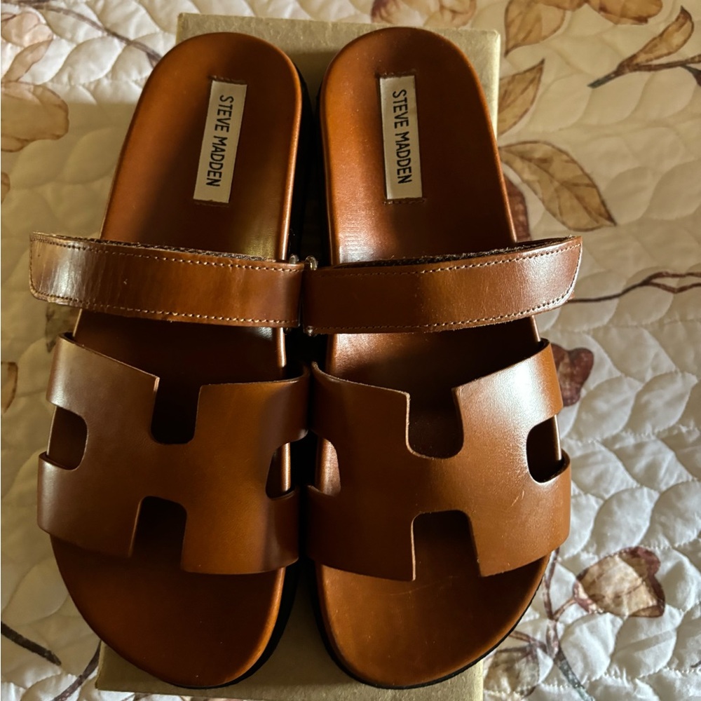 Steve Madden Brown Slide Sandals
